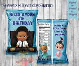 AFRICAN AMERICAN BOSS BABY BOY CHIP & FAVOR BAG Custom Favorz by Sharon