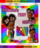 AFRICAN AMERICAN BOSS BABY GIRL RAINBOW PAINT BACKDROP Custom Favorz by Sharon