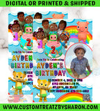 African American Cocomelon 4X6 or 5X7 Printable Invite (BLUE) Custom Favorz by Sharon