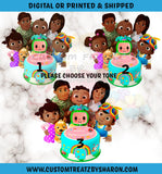 African American Cocomelon Watermelon Swirl Lollipop Labels Custom Favorz by Sharon