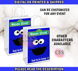 ELMO, COOKIE MONSTER, ERNIE, BIG BIRD, THE GROUCH, & ABBY CADABBY BDAY GIFT BAG LABELS