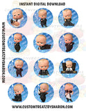 Caucasian Boss Baby Boy Cupcake Toppers - Instant Download Custom Favorz by Sharon
