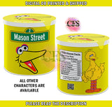 Elmo, Big Bird, Cookie Monster, Abby Cadabby, Grouch, and Ernie Custom Pringles  - Sesame Street Custom Pringles Can Labels