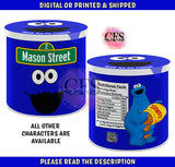 Elmo, Big Bird, Cookie Monster, Abby Cadabby, Grouch, and Ernie Custom Pringles  - Sesame Street Custom Pringles Can Labels