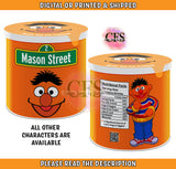 Elmo, Big Bird, Cookie Monster, Abby Cadabby, Grouch, and Ernie Custom Pringles  - Sesame Street Custom Pringles Can Labels